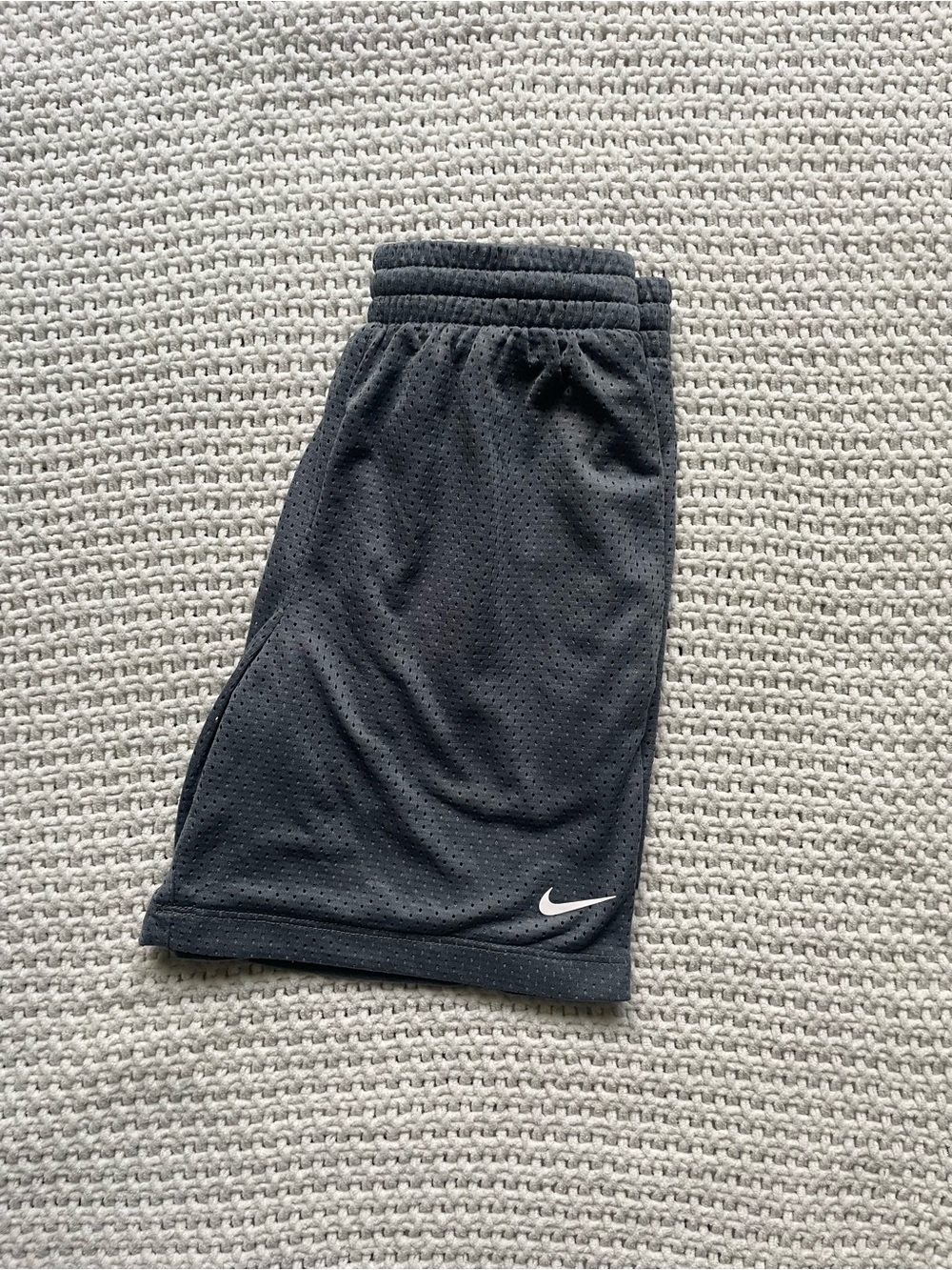Boy’s Nike Gray Athletic Mesh Shorts with White Swoosh